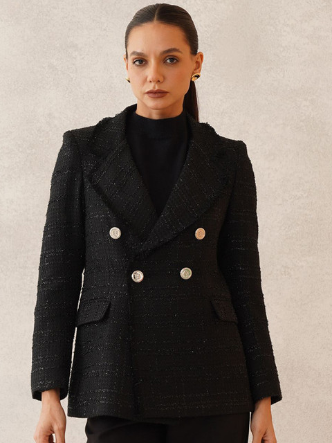 Beatnik Self Design Notched Lapel Single-Breasted Blazer