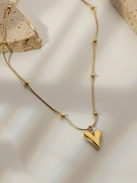Jewels Galaxy Brass Gold-Plated Heart Shaped Chain