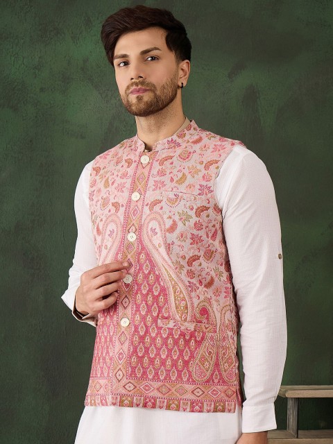 Sangria Men Woven Design Winter Pashmina Nehru Jackets