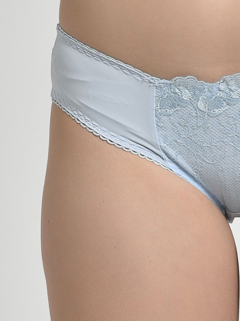 MAKCLAN Women Triangle Sheer Low-Rise Basic Brief With Lace Details - Image 5