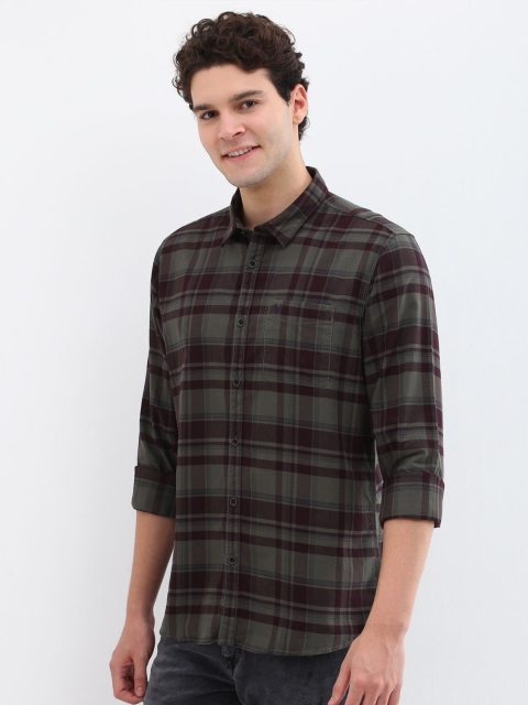 Allen Solly Men Custom Spread Collar Tartan Checked Cotton Casual Shirt - Image 3