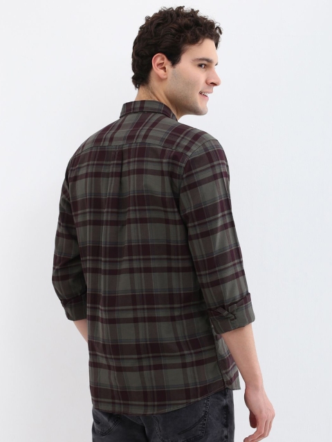 Allen Solly Men Custom Spread Collar Tartan Checked Cotton Casual Shirt - Image 4