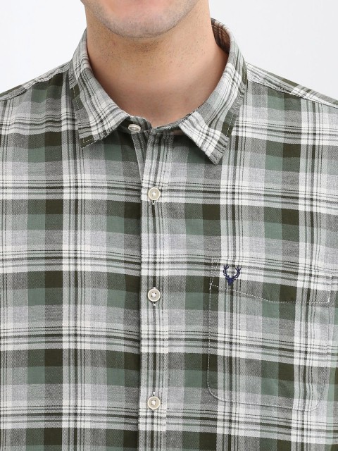 Allen Solly Men Custom Spread Collar Tartan Checked Cotton Casual Shirt - Image 2