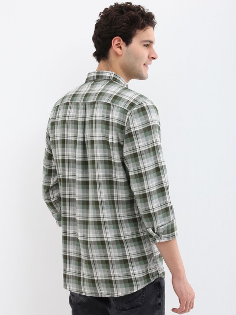 Allen Solly Men Custom Spread Collar Tartan Checked Cotton Casual Shirt - Image 4