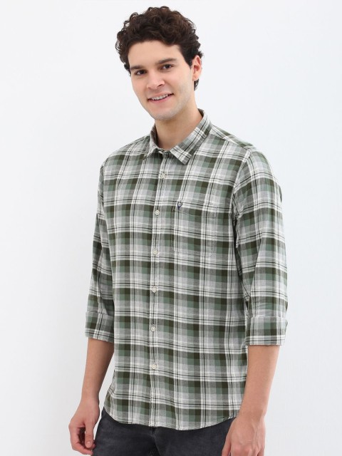 Allen Solly Men Custom Spread Collar Tartan Checked Cotton Casual Shirt - Image 3