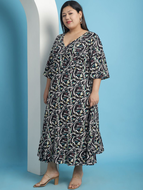 theRebelinme Women Floral Print A-Line Plus Size Maxi Dress - Image 4