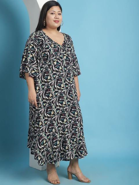 theRebelinme Women Floral Print A-Line Plus Size Maxi Dress - Image 3