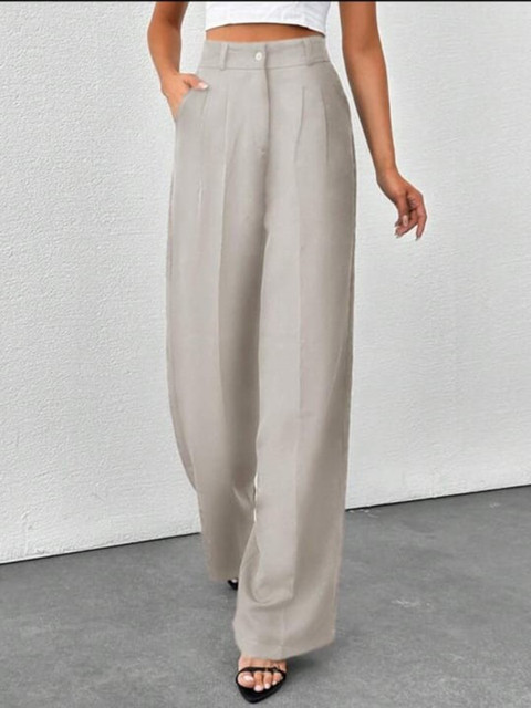 Next One Women Smart High-Rise Easy Wash Pleated Korean Pants