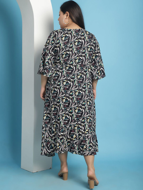 theRebelinme Women Floral Print A-Line Plus Size Maxi Dress - Image 5