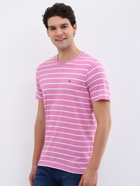 Allen Solly Men Striped Round Neck Cotton T-shirt - Image 3