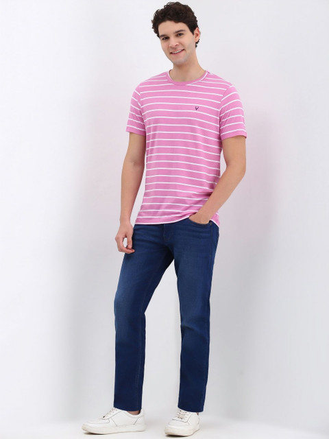 Allen Solly Men Striped Round Neck Cotton T-shirt - Image 5