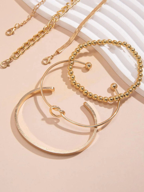 Jewels Galaxy Set Of 6 Gold-Plated Charm Bracelet