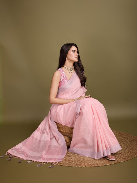 Mitera Solid Zari Saree - Image 5