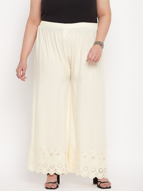 CLORA CREATION PLUS Women Floral Embroidered Ethnic Palazzos