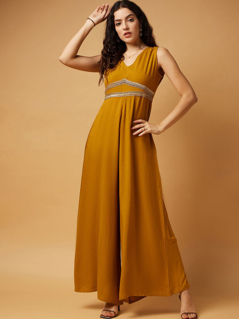 DRAPE AND DAZZLE Ethnic V-Neck Basic Jumpsuit