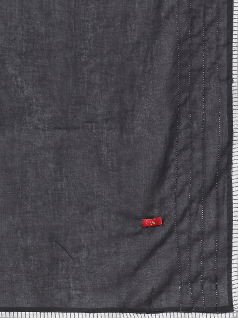 W Embroidered Cotton Dupatta With Kantha Work - Image 6