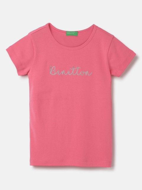 United Colors of Benetton Girls Typography Pure Cotton T-shirt