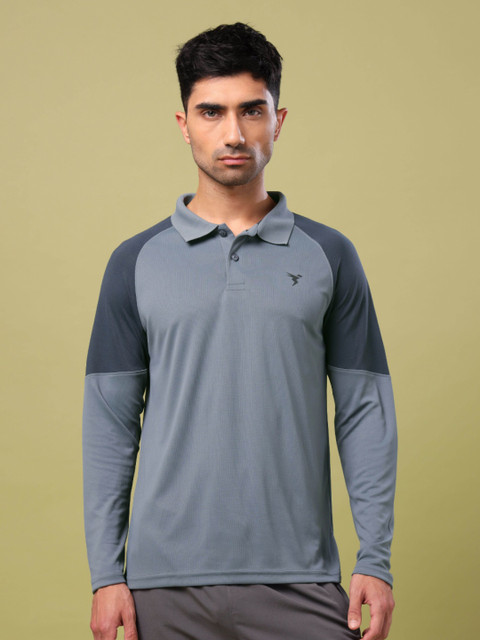 Technosport Colourblocked Polo Collar UPF50 Techno cool+ Slim Fit T-shirt