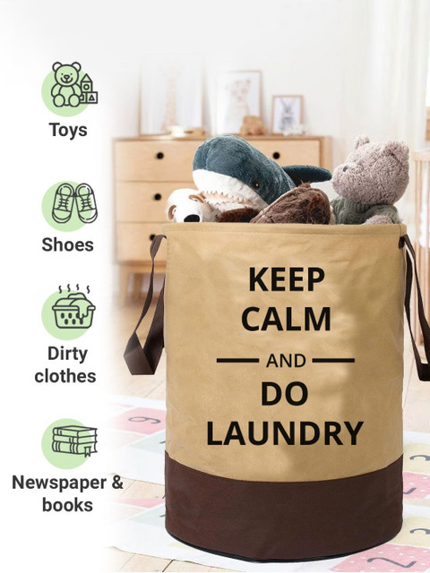 Aura Brown & Beige Printed Foldable Laundry Bag - Image 3