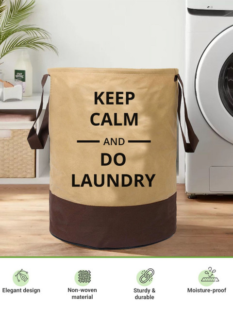 Aura Brown & Beige Printed Foldable Laundry Bag - Image 2