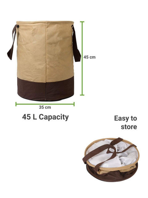 Aura Brown & Beige Printed Foldable Laundry Bag - Image 5