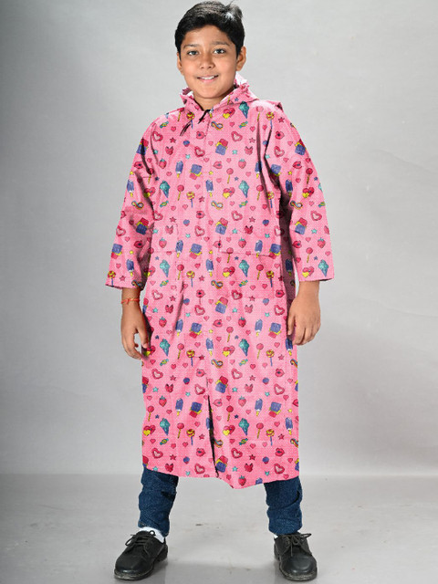 LUX VENUS Boys Printed Rain Jacket With School Bag Cover