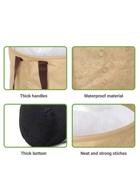 Aura Brown & Beige Printed Foldable Laundry Bag - Image 4