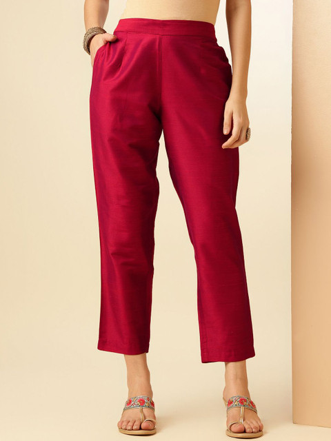 Anouk Floral Yoke Design Regular Thread Work Straight Kurta With Trousers & Dupatta - Image 3