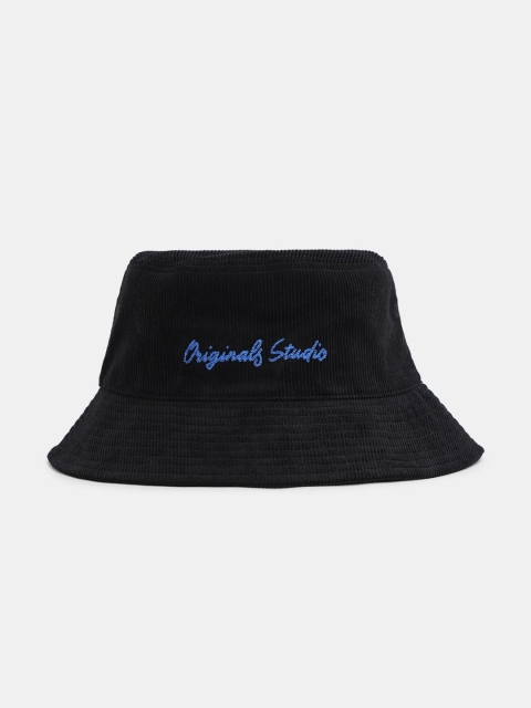 Jack & Jones Men Black Embroidered Bucket Hat