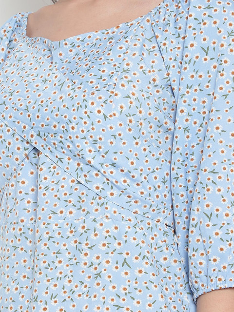 Indietoga Women Floral A-Line Smocked Midi Dress - Image 7