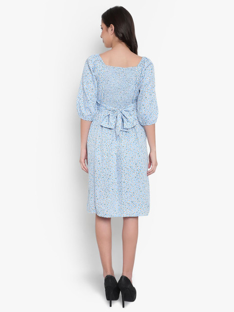 Indietoga Women Floral A-Line Smocked Midi Dress - Image 5