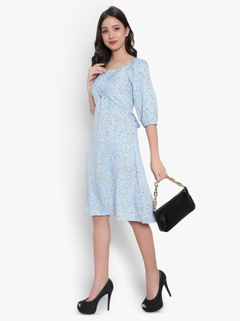 Indietoga Women Floral A-Line Smocked Midi Dress - Image 6