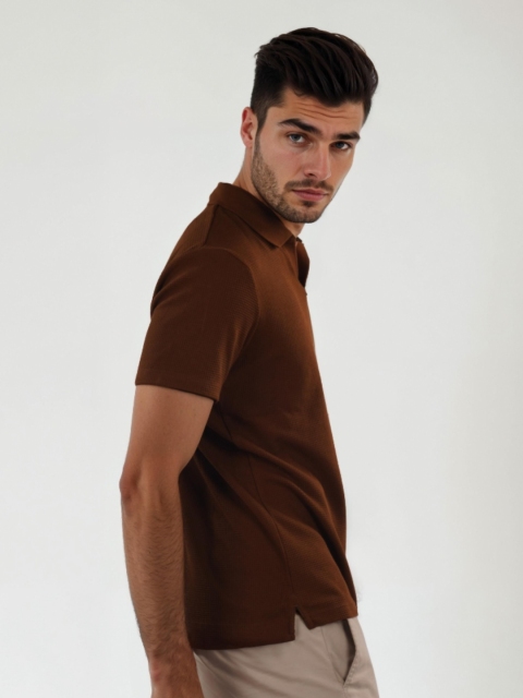Celio Men Solid Polo Collar Cotton T-Shirt - Image 3