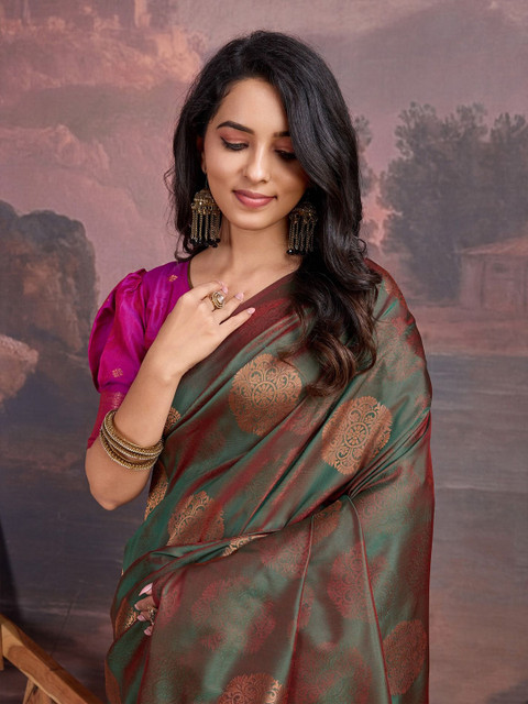 House of Pataudi Woven Design Banarasi Zari Sarees - Image 5