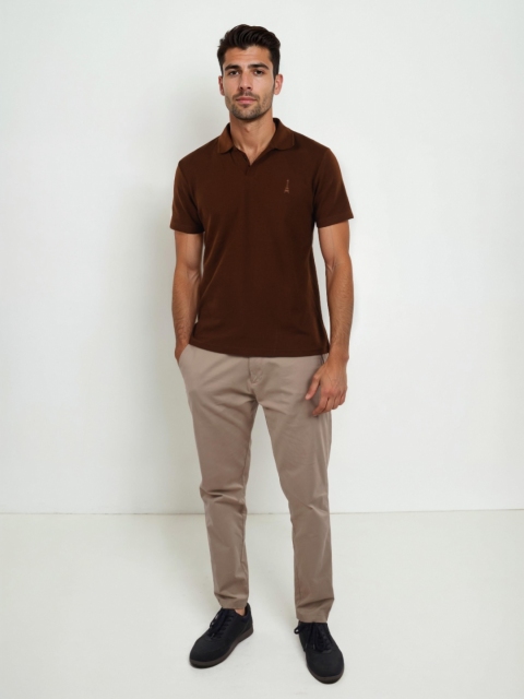 Celio Men Solid Polo Collar Cotton T-Shirt - Image 5