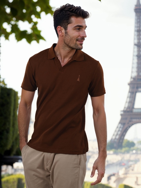 Celio Men Solid Polo Collar Cotton T-Shirt - Image 4