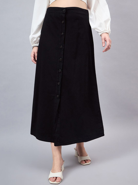 Style Quotient Pure Cotton A-Line Maxi Denim Skirt