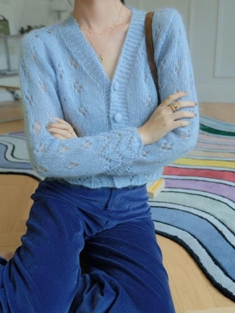 KPOP Women Self Design Cardigan - Image 2