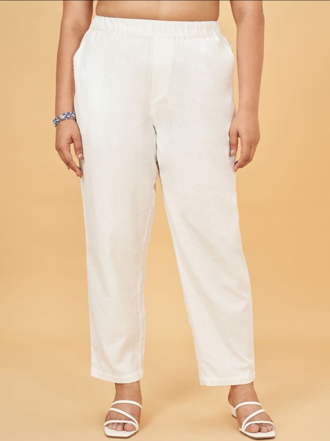 Honey Curvytude by Pantaloons Women Plus Size Regular Fit High-Rise Trouser
