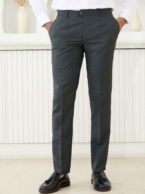 MR BUTTON Men Checked Tailored Trousers