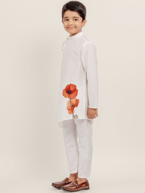 DEVOILER Boys Floral Printed Mandarin Collar Straight Kurta - Image 3