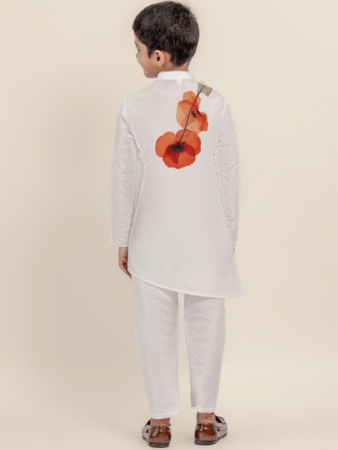 DEVOILER Boys Floral Printed Mandarin Collar Straight Kurta - Image 4