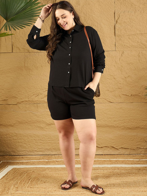 CURVE BY KASSUALLY Plus Size Long Sleeves Shirt With Shorts - Image 6