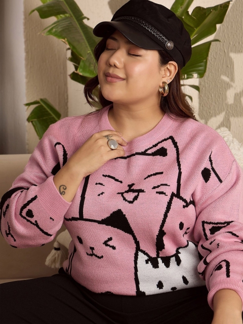 Berrylush Curve Women Graphic Printed Plus Size Pullover - Image 2