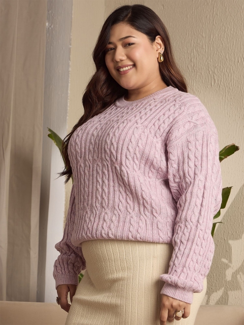 Berrylush Curve Women Cable Knit Long Sleeves Pullover - Image 3