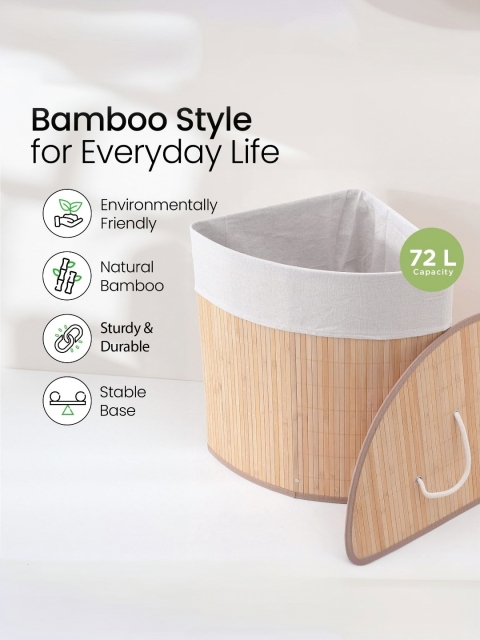 MUSH Brown Laundry Basket With Lid For Clothes 72 L - Image 3