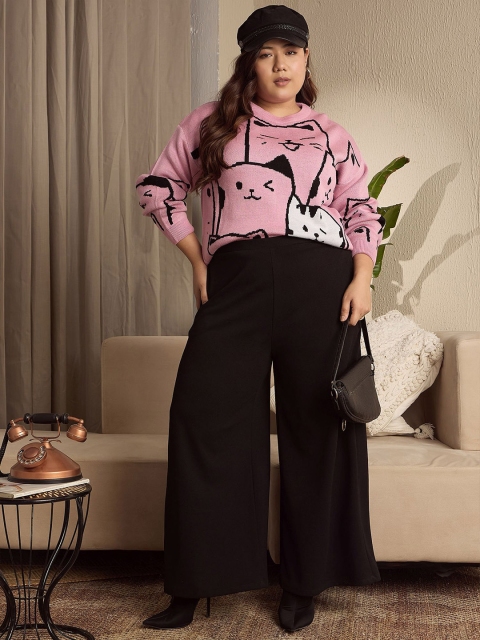 Berrylush Curve Women Graphic Printed Plus Size Pullover - Image 5