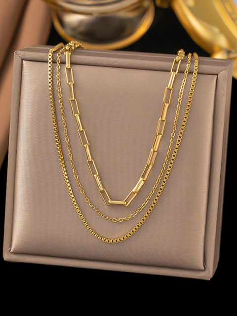 MYKI Gold-Plated Layered Delightful Stainless Steel Minimal Chain
