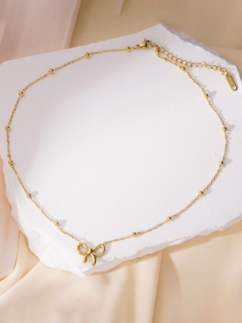 MYKI Gold-Plated Bow-Shaped Pendants with Chains