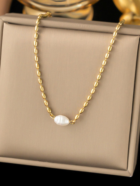 MYKI Gold-Plated Perfect Stainless Steel Stone Studded Minimal Chain